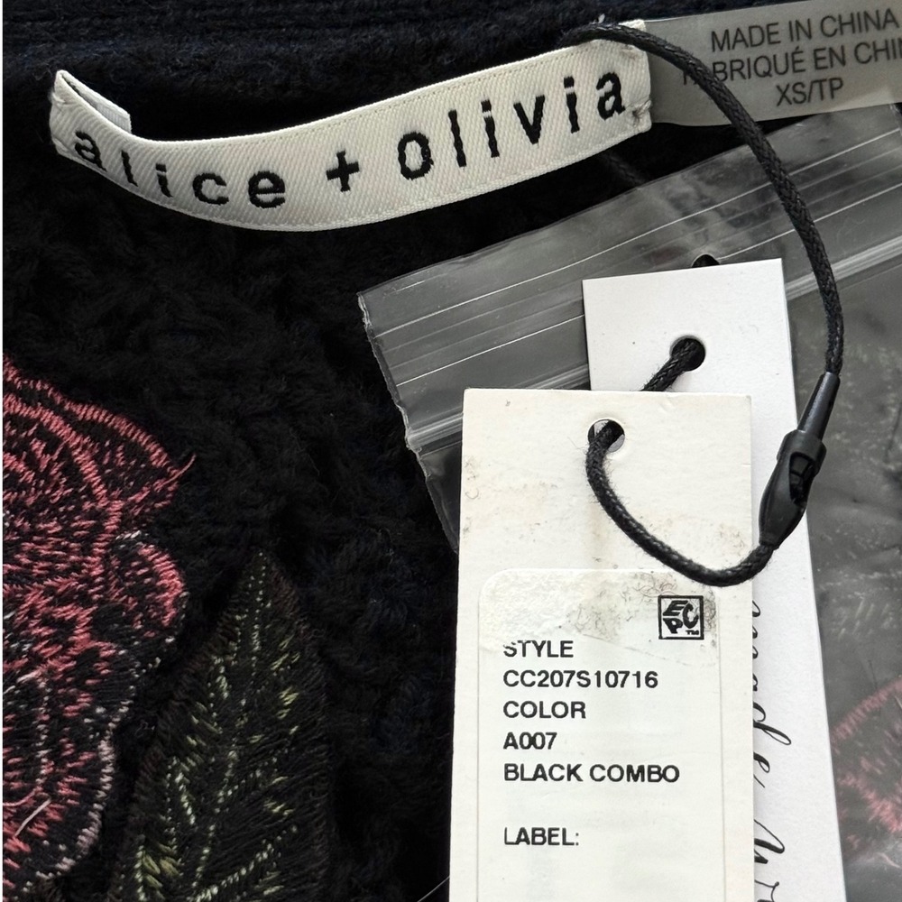 Alice + Olivia Bradford Embroidered Grandpa Floral Cardigan XS - Picture 10 of 11